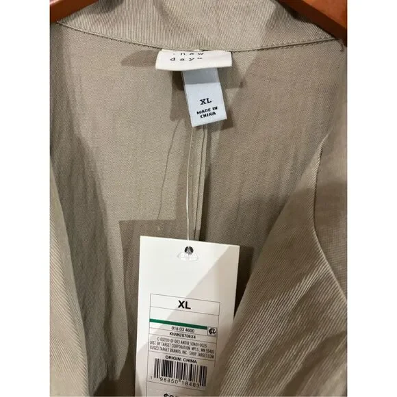 Women’s-tie-waist-midi-shirtdress-a-new-day khaki Size XL - Picture 5 of 5